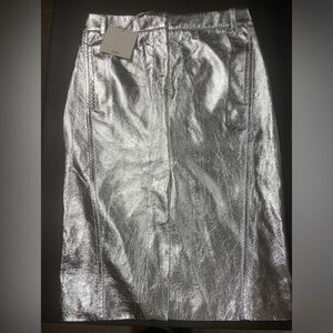 Tibi Metallic Faux Leather Pencil Skirt 4